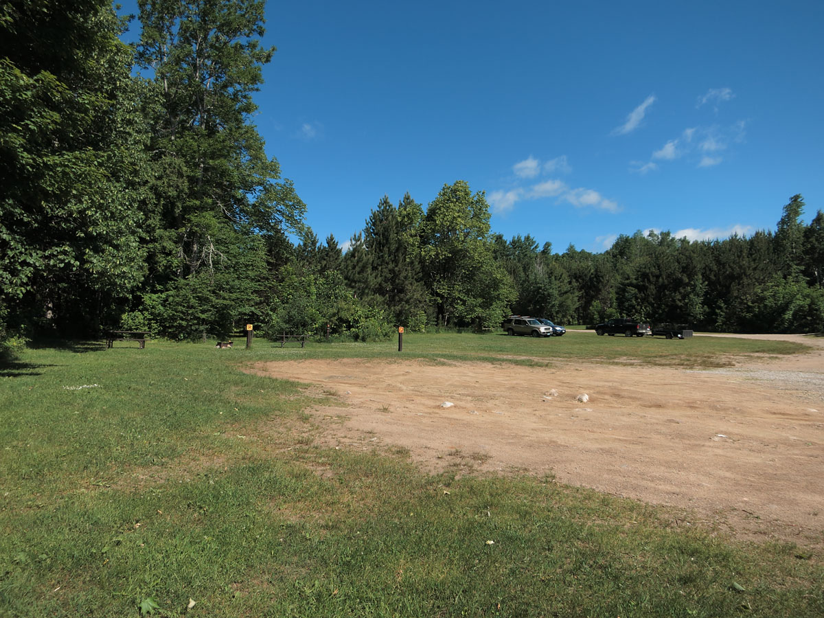 Empty parking lot at Brent on Cedar Lake in Algonquin Park