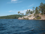 The large island campsite in the southern Bay of Catfish Lake in Algonquin Park