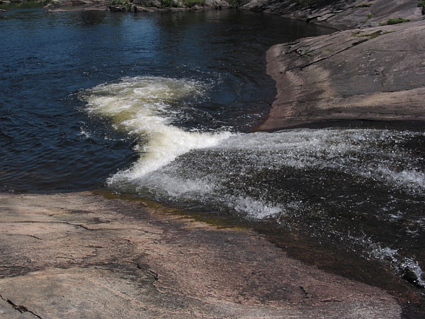 The natural water slide at High Falls on the Barron River in Algonquin Park