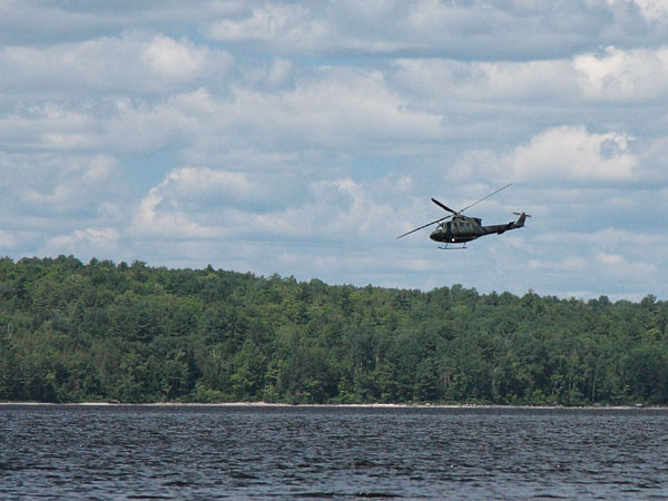 helicopter over the Ottawa River near Point Alexander
