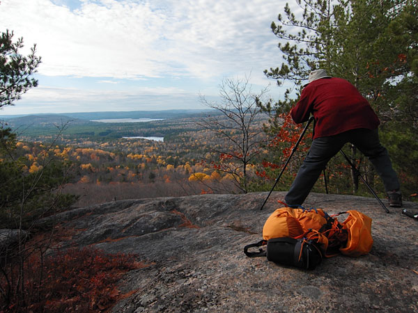 Photographing the view from the south lookout in Algonquin Park