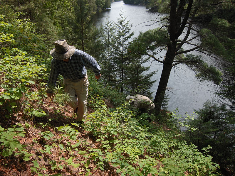 Climbing out of the Barron Canyon in Algonquin Park