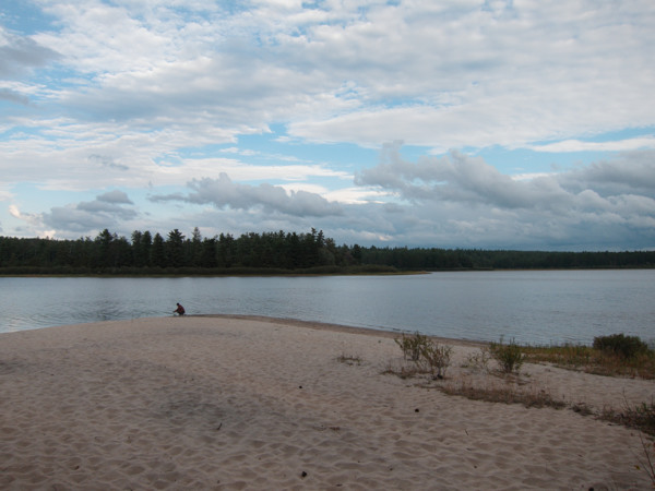 Sand point along the western shore of Lake Travers in Algonquin Park