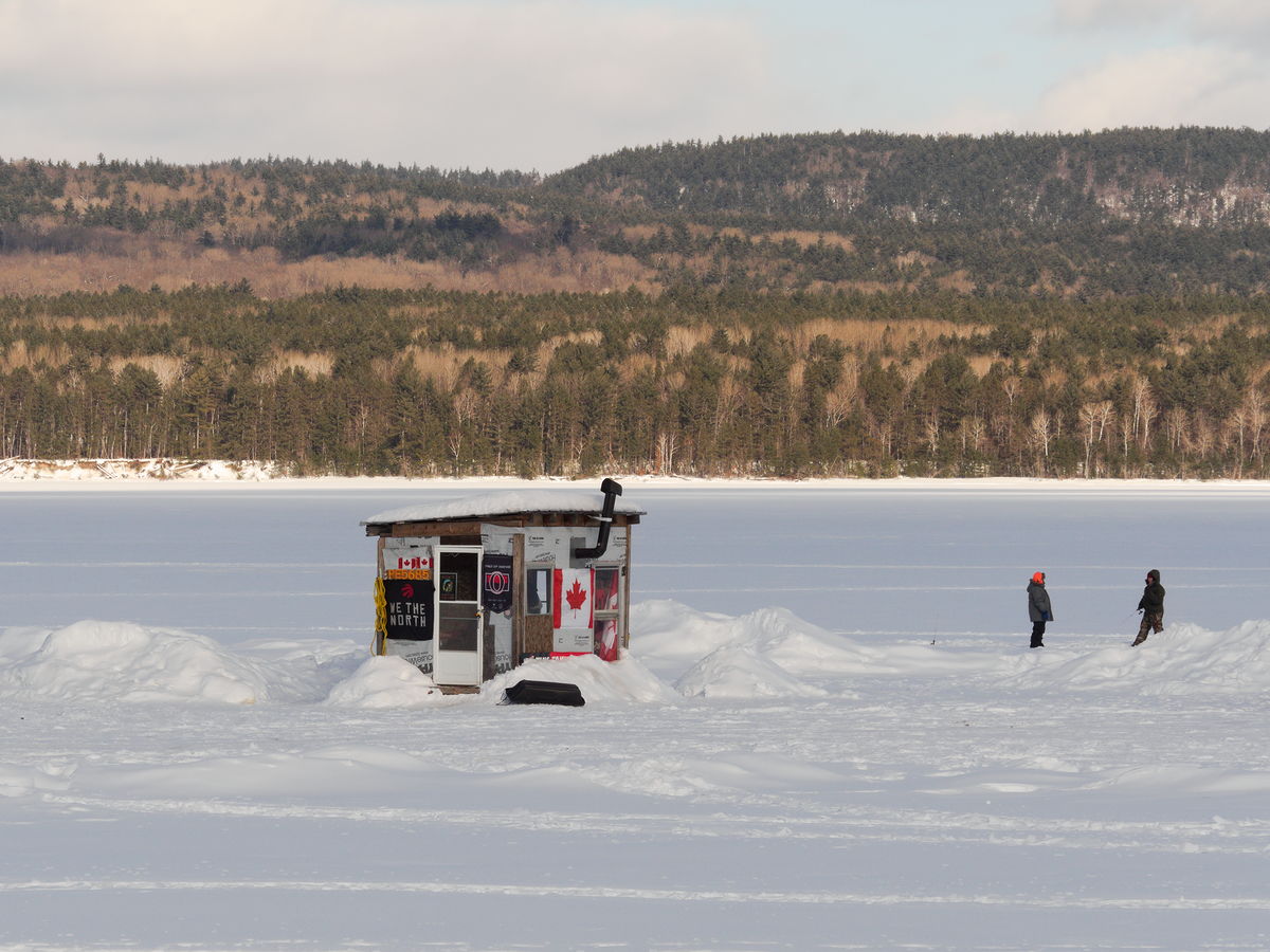 Ice Fishing along the Deep River Waterfront