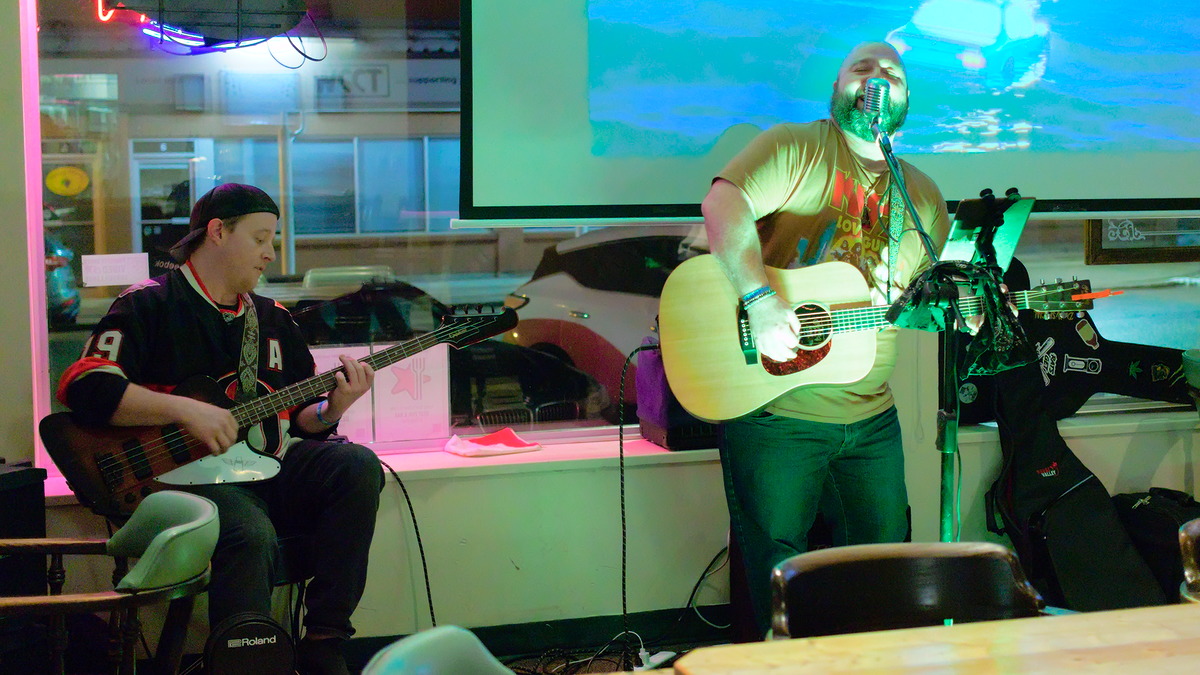 Mitch Desilets and Bob perform at Long Shots Sports Cafe in Deep River  20230304