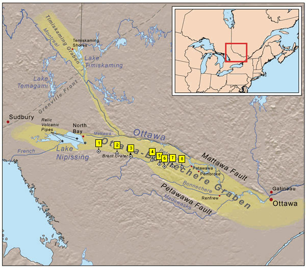 map of the Ottawa Bonnechere Graben