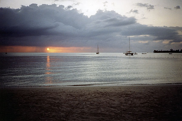 Sunset over Bloody Bay with rain squall