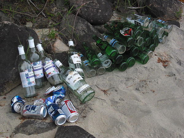 booze bottle on beach along Ottawa River near Point Alexander