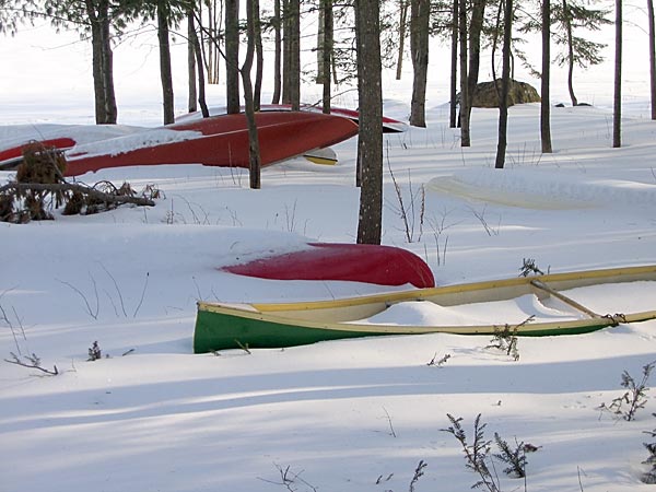 picture of canoes in snow