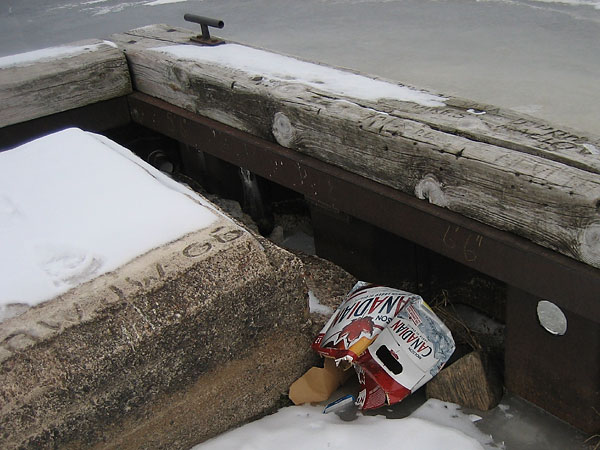 garbage debris litter at the Deep River Pier
