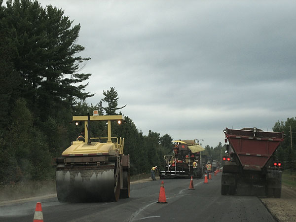 repaving Highway 17 between Deep River and Chalk River