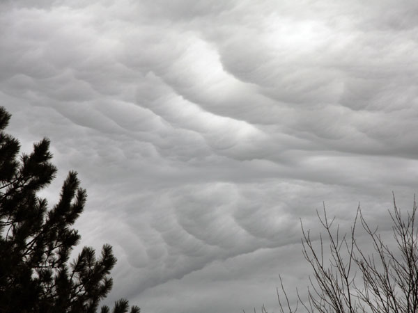 Warm front pushing over cold air mass