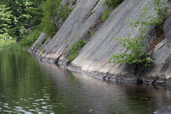 Rock face Barron River eastern Algonquin Park
