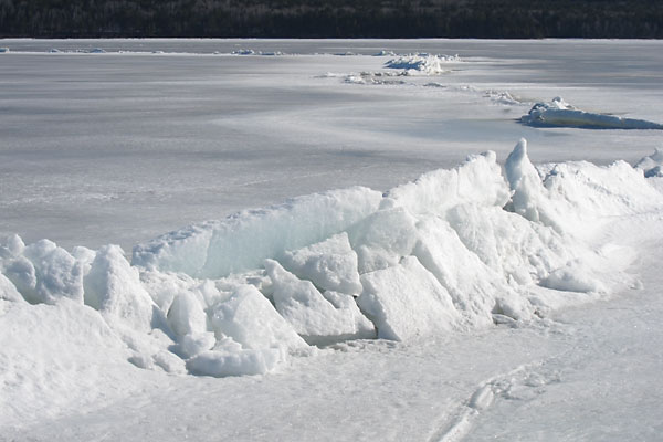 pressure ridge in river ice at Pine Point on the Ottawa River