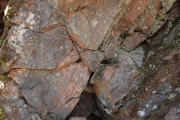 shattered rock in the Brent Crater in Algonquin Park