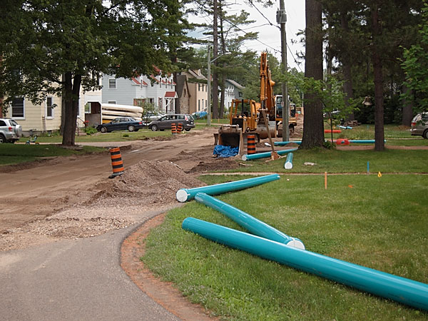Sewer and water pipe replacement along Beach Avenue in Deep River