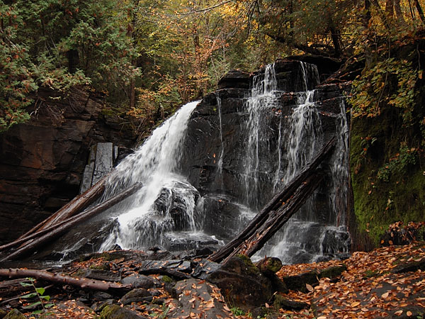 water falls on the Barron River near  High Falls lake in Algonquin Park