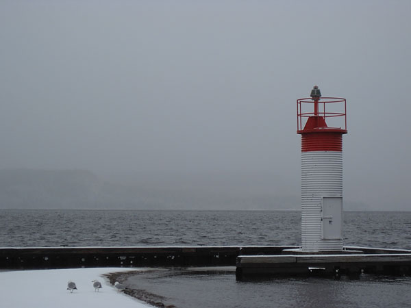 Late snow at the Deep River Pier