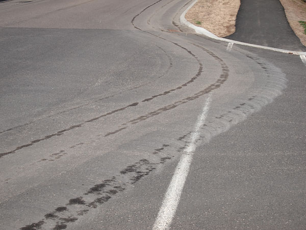 street sweeper tracks along Ridge Road in Deep River