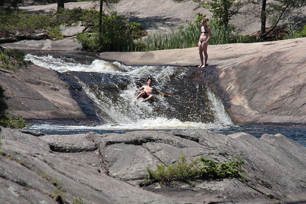 water slide at High Falls near Achray in eastern Algonquin Park