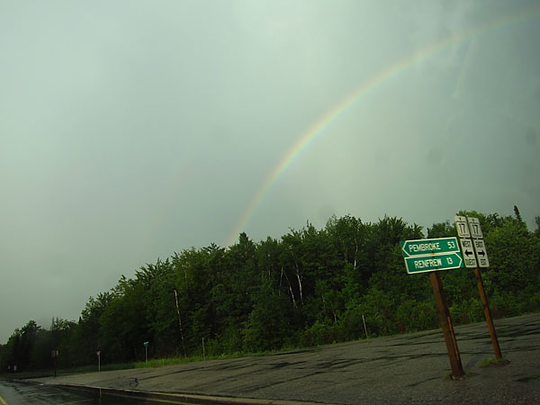 rainbow along highway 17 in the Ottawa Valley