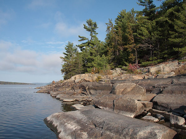 Rocks along the Quebec shore of the Ottawa River near Point Alexander