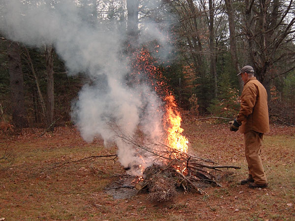 burning debris