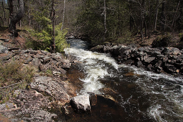 rock sided logging chute on the Barron River Between St Andrews Lake and Highfalls Lake in Algonquin Park