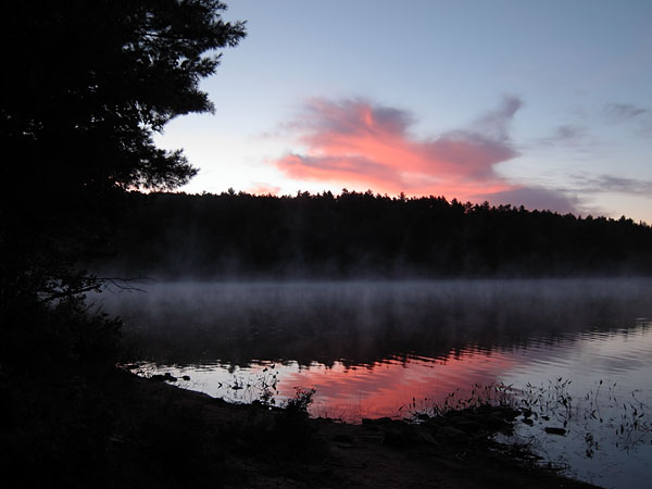 sunrise on St Andrews Lake in Algonquin Park