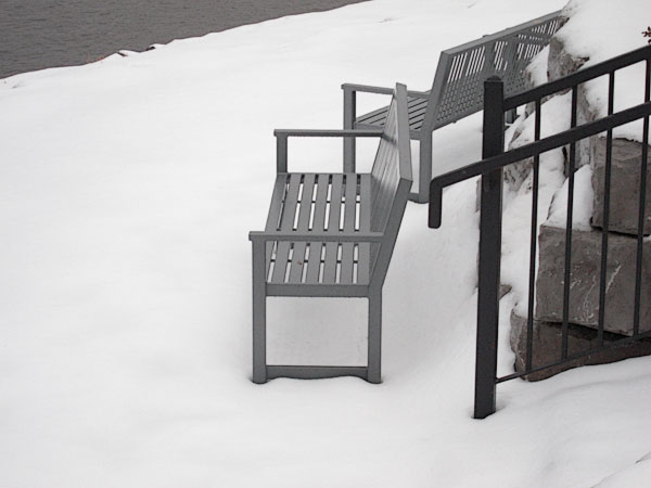 benches at Centennial Rock along the Deep River Waterfront