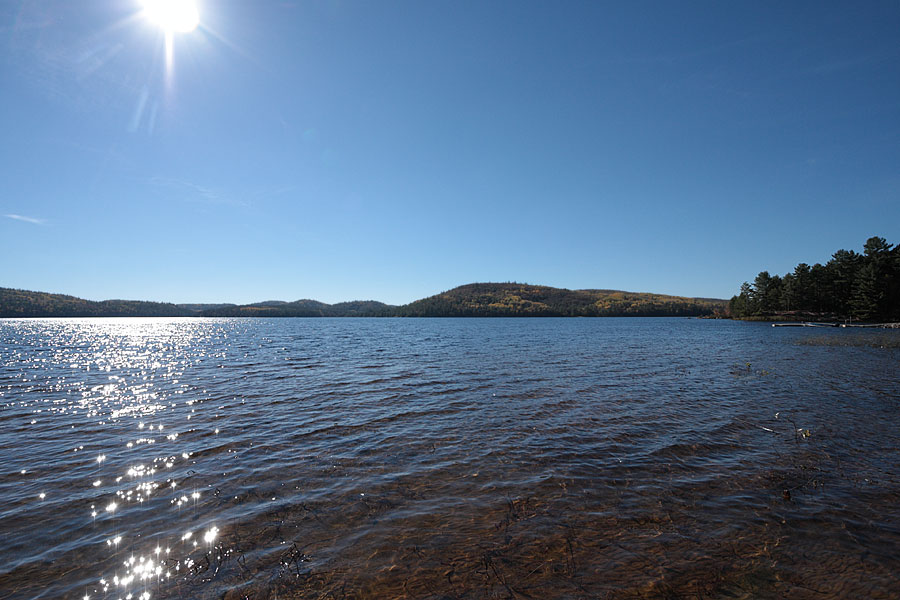 Grand Lake as seen from the beach in front of the Outside Inn at Achray in Algonquin Park