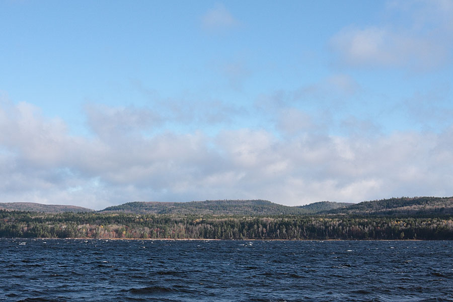 Quebec shore of the Ottawa River in fall as seen from Deep River