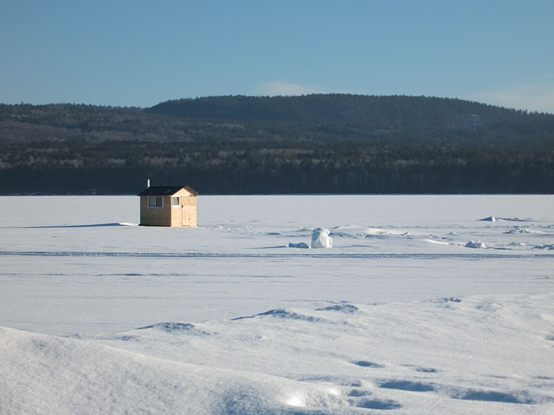 ice fishing hut on the Ottawa River off Deep River