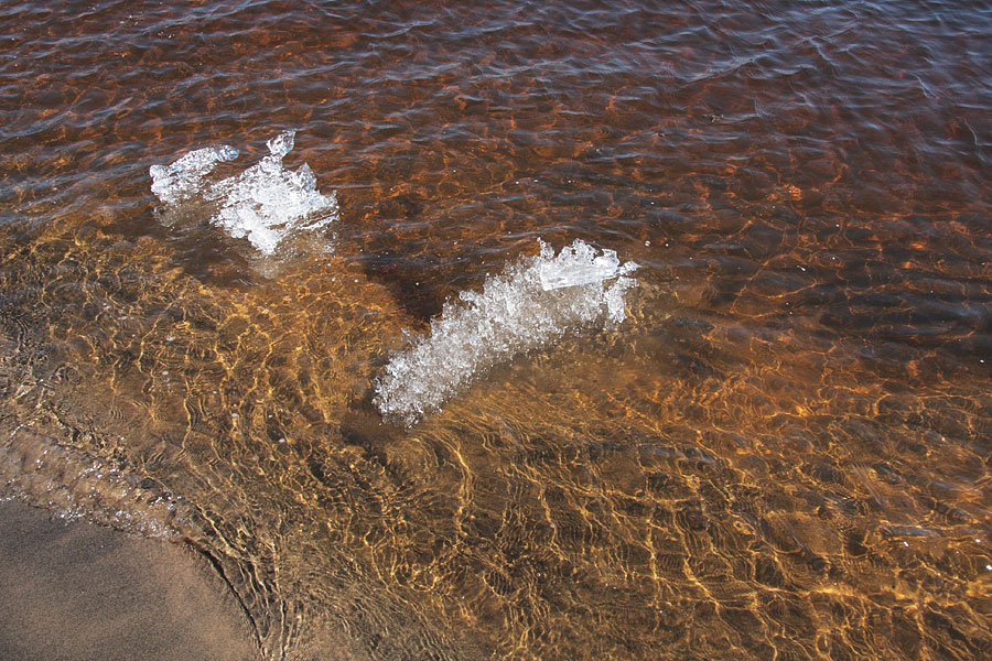 ice chunks at Burkes Beach on the Ottawa River at Point Alexander