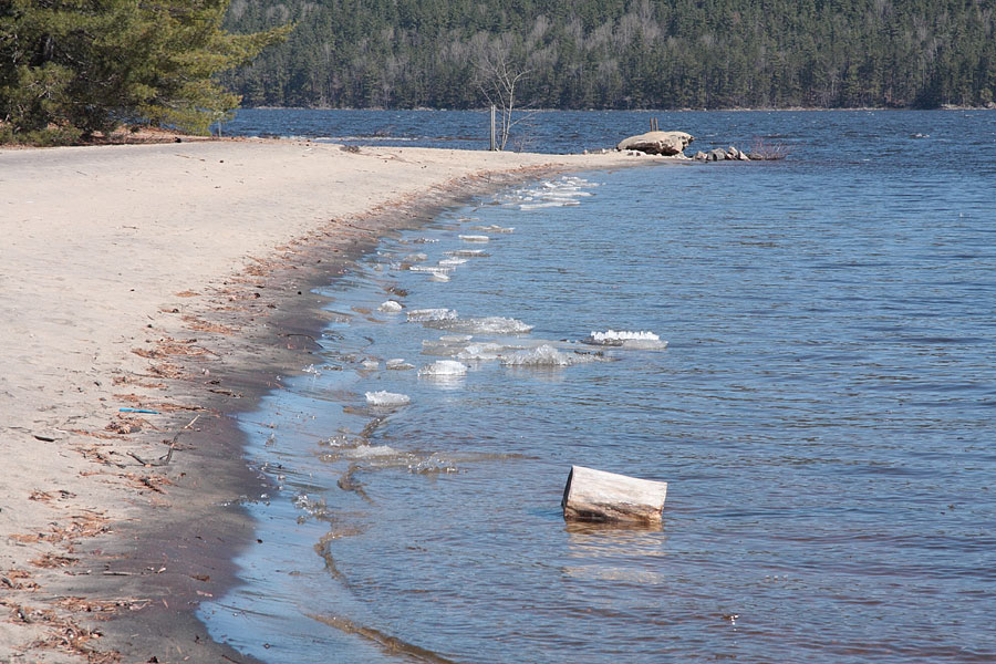 Burkes Beach on the Ottawa River at Point Alexander at ice out