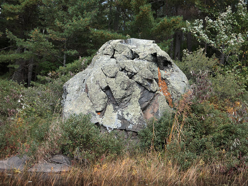 Large boulder along the Barron Canyon in Algonquin Park